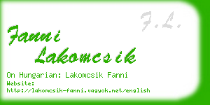 fanni lakomcsik business card